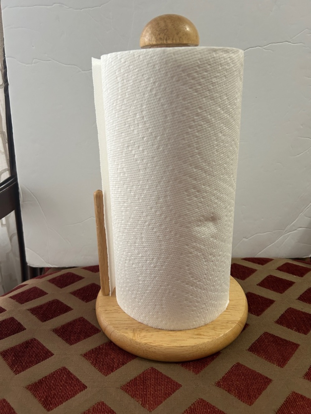 Vintage Wooden Paper Towel Holder with Side Roll Rest Natural Brown Indonesia